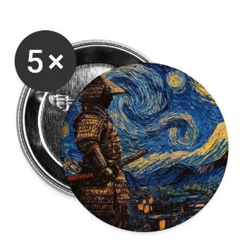 Samurai Japan Van Gogh Style Starry Night - Buttons groß 56 mm (5er Pack) - Weiß - Vorne
