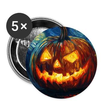 Kürbis Halloween Van Gogh Style Starry Night - Buttons groß 56 mm (5er Pack) - Weiß - Vorne