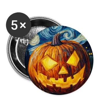 Kürbis Halloween Van Gogh Style Starry Night - Buttons groß 56 mm (5er Pack) - Weiß - Vorne