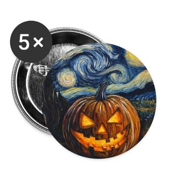 Kürbis Halloween Van Gogh Style Starry Night - Buttons groß 56 mm (5er Pack) - Weiß - Vorne