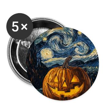 Kürbis Halloween Van Gogh Style Starry Night - Buttons groß 56 mm (5er Pack) - Weiß - Vorne