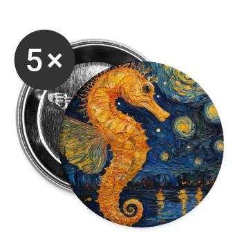 Seahorse Van Gogh Style Starry Night - Buttons large 2.2''/56 mm (5-pack) - white - Front