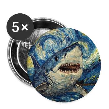 Shark Fish Van Gogh Style Starry Night - Buttons large 2.2''/56 mm (5-pack) - white - Front