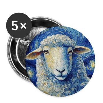 Schaf Van Gogh Style Starry Night - Buttons groß 56 mm (5er Pack) - Weiß - Vorne