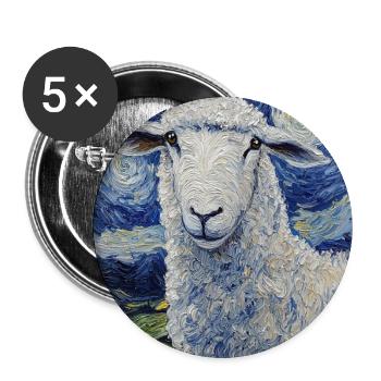 Sheep Van Gogh Style Starry Night - Buttons large 2.2''/56 mm (5-pack) - white - Front