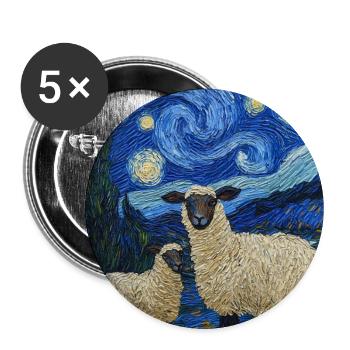 Schaf Van Gogh Style Starry Night - Buttons groß 56 mm (5er Pack) - Weiß - Vorne
