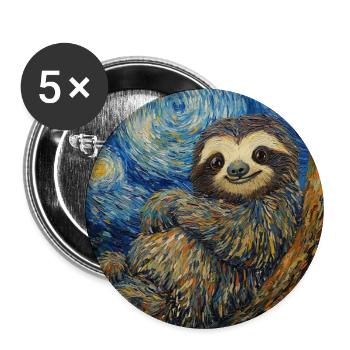 Sloth Van Gogh Style Starry Night - Buttons large 2.2''/56 mm (5-pack) - white - Front