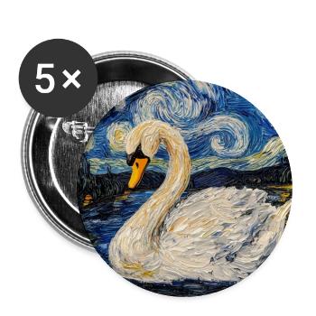Swan Bird Van Gogh Style - Buttons large 2.2''/56 mm (5-pack) - white - Front