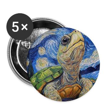 Turtle Van Gogh Style - Buttons large 2.2''/56 mm (5-pack) - white - Front