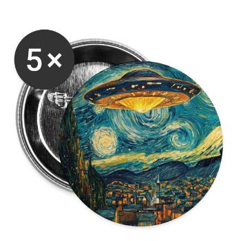 OVNI Alien Alien soucoupe volante - Lot de 5 grands badges (56 mm) - blanc - Devant