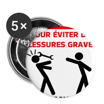 Safety warning t - Buttons large 2.2''/56 mm (5-pack) - white - Front