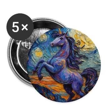 Einhorn Einhörner Unicorn Van Gogh Style - Buttons large 2.2''/56 mm (5-pack) - white - Front