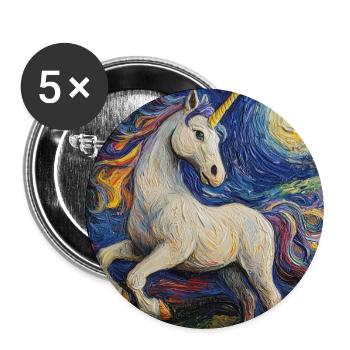 Einhorn Einhörner Unicorn Van Gogh Style - Buttons large 2.2''/56 mm (5-pack) - white - Front