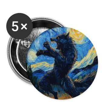 Werewolf Wolf Van Gogh Style - Buttons large 2.2''/56 mm (5-pack) - white - Front
