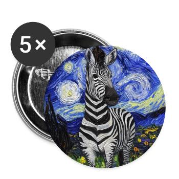 Zebra Van Gogh Style Starry Night - Buttons large 2.2''/56 mm (5-pack) - white - Front