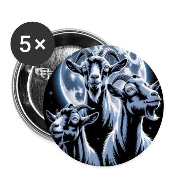 Trois chèvres devant la pleine lune et la nuit étoilée - Lot de 5 grands badges (56 mm) - blanc - Devant