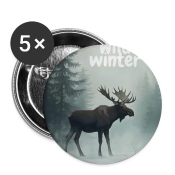 Orignal sauvage d’hiver - Lot de 5 grands badges (56 mm) - blanc - Devant