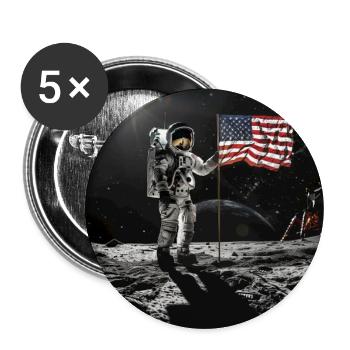Astronaut auf Mond - Buttons groß 56 mm (5er Pack) - Weiß - Vorne