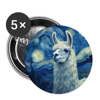 Lama Van Gogh Starry Night - Buttons large 2.2''/56 mm (5-pack) - white - Front
