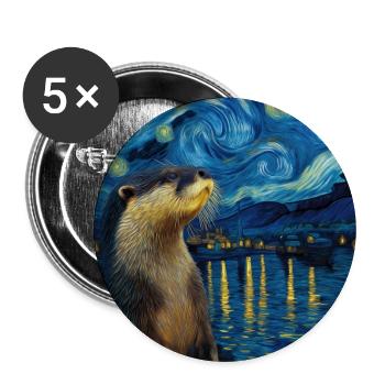 Otter Van Gogh - Buttons large 2.2''/56 mm (5-pack) - white - Front