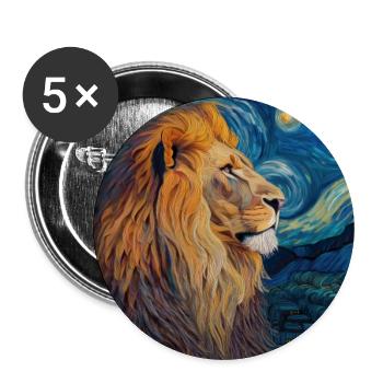 Löwe Van Gogh - Buttons groß 56 mm (5er Pack) - Weiß - Vorne