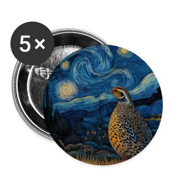 Caille Van Gogh - Lot de 5 grands badges (56 mm) - blanc - Devant