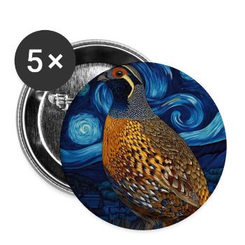 Caille Van Gogh - Lot de 5 grands badges (56 mm) - blanc - Devant
