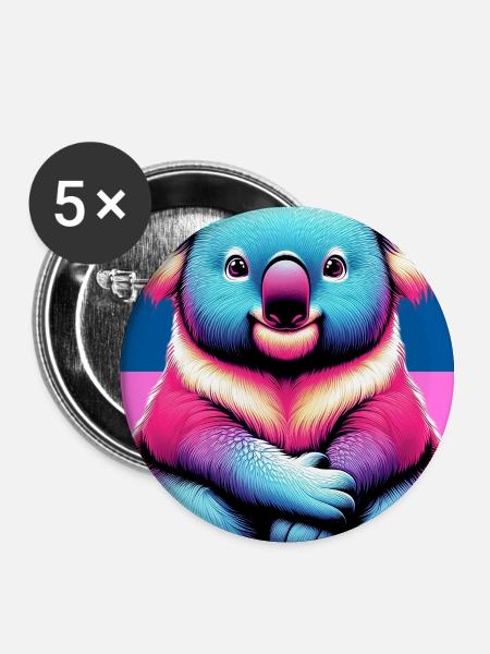 Koala - Buttons groß 56 mm (5er Pack) - Weiß