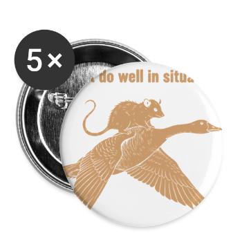 Dino Surf am Strand - Buttons groß 56 mm (5er Pack) - Weiß - Vorne