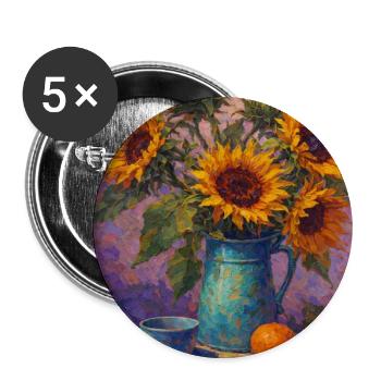 Yellow Sunflowers Flowers Sunflower Graphics - Buttons large 2.2''/56 mm (5-pack) - white - Front