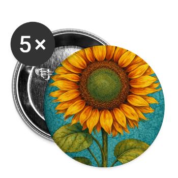 Yellow Sunflowers Flowers Sunflower Graphics - Buttons large 2.2''/56 mm (5-pack) - white - Front