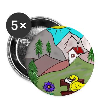 Gebirge Berge Natur Alpen Ente Brief - Buttons groß 56 mm (5er Pack) - Weiß - Vorne
