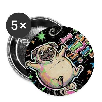 Thick Space Pug - Buttons large 2.2''/56 mm (5-pack) - white - Front