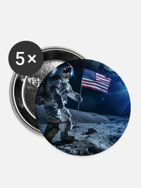 Astronaut - Buttons groß 56 mm (5er Pack) - Weiß