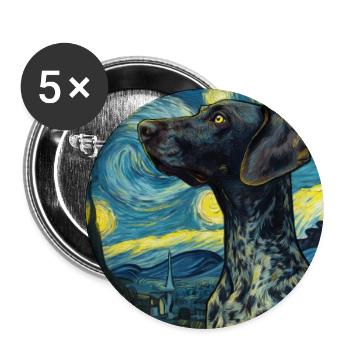 Allemand à poil court - Lot de 5 grands badges (56 mm) - blanc - Devant