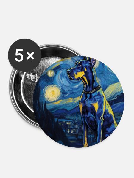 Deutsche Dogge - Buttons groß 56 mm (5er Pack) - Weiß