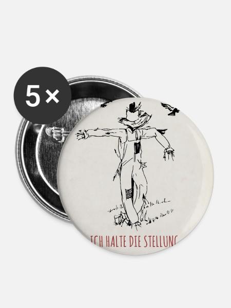 Vogelscheuche Ich halte die Stellung - Buttons groß 56 mm (5er Pack) - Weiß