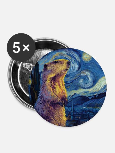 Murmeltier - Buttons groß 56 mm (5er Pack) - Weiß