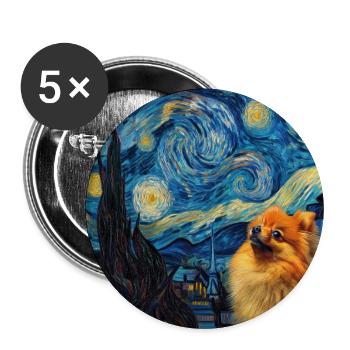 Zwergspitz Spitz Pomeranian - Lot de 5 grands badges (56 mm) - blanc - Devant