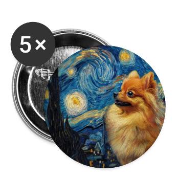 Zwergspitz Spitz Pomeranian - Lot de 5 grands badges (56 mm) - blanc - Devant