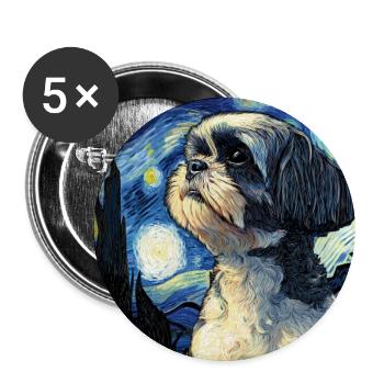 shih tzu - Buttons large 2.2''/56 mm (5-pack) - white - Front