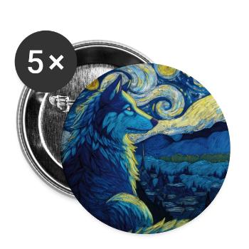 Wolf - Buttons groß 56 mm (5er Pack) - Weiß - Vorne