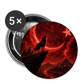 Loup de la lune rouge au-dessus de la cité du feu - Lot de 5 grands badges (56 mm) - blanc - Devant