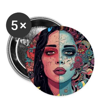 Beautiful Outside Tired Inside Female Portrait - Buttons large 2.2''/56 mm (5-pack) - white - Front