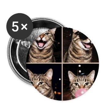 Katzen Graue Tabby Katze - Buttons groß 56 mm (5er Pack) - Weiß - Vorne