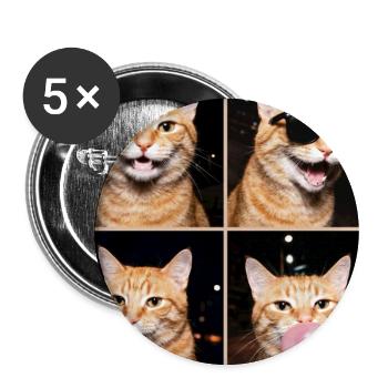 Katzen orange Tabby Katze - Buttons groß 56 mm (5er Pack) - Weiß - Vorne