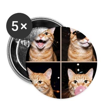 Katzen orange Tabby Katze - Buttons groß 56 mm (5er Pack) - Weiß - Vorne