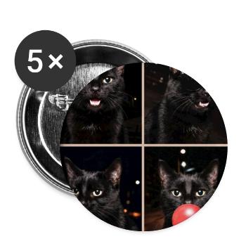 Katzen schwarze Katze - Buttons groß 56 mm (5er Pack) - Weiß - Vorne