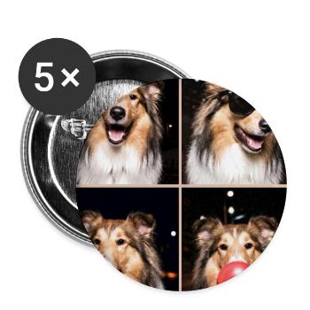Hunde Collie Hund - Buttons groß 56 mm (5er Pack) - Weiß - Vorne