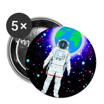 Astronaut im kosmischen Erdglanz - Buttons groß 56 mm (5er Pack) - Weiß - Vorne